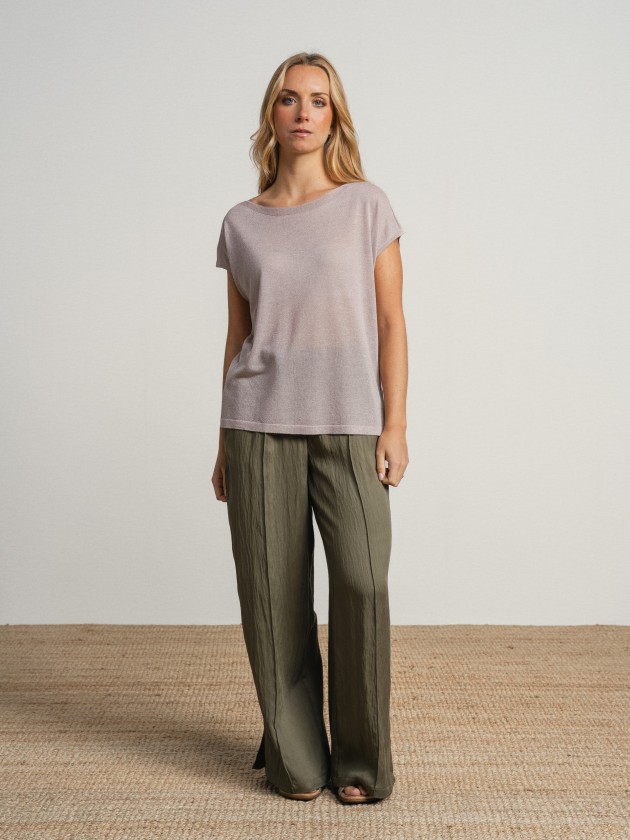 Short-sleeved camisole with sheer details Short-sleeved camisole with sheer details