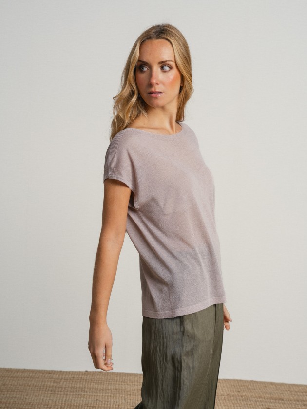 Short-sleeved camisole with sheer details Short-sleeved camisole with sheer details