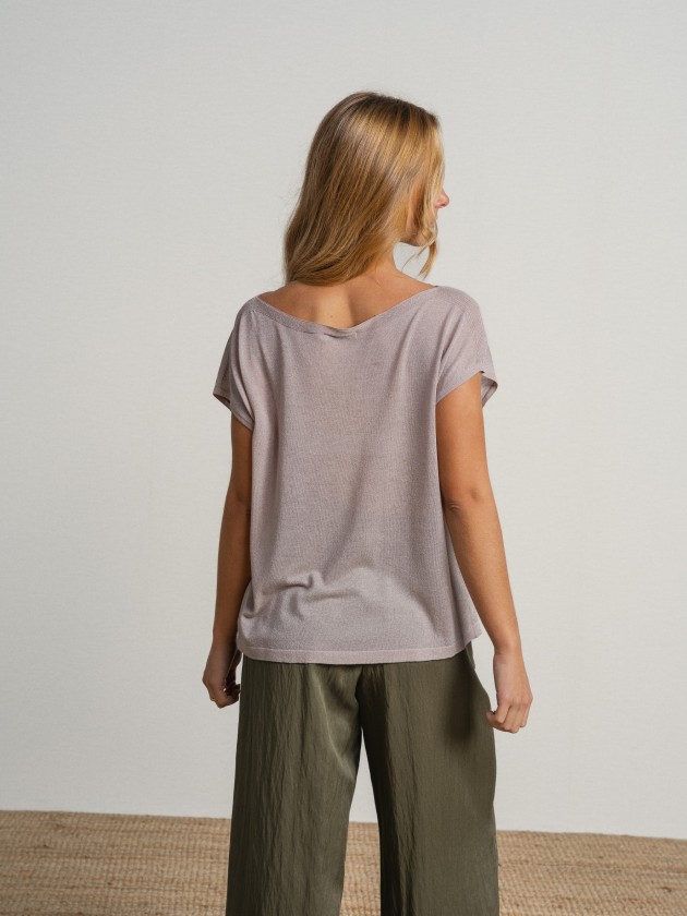 Short-sleeved camisole with sheer details Short-sleeved camisole with sheer details