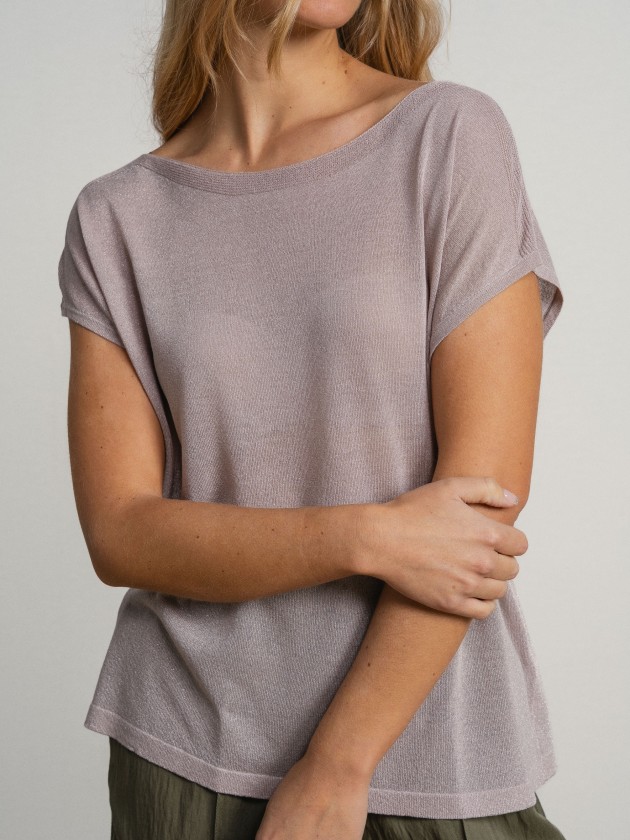 Short-sleeved camisole with sheer details Short-sleeved camisole with sheer details