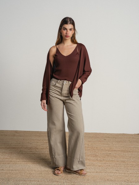 Long coat with a flowing v-neck