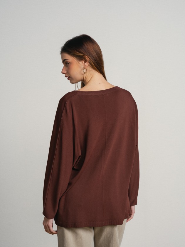 Long coat with a flowing v-neck