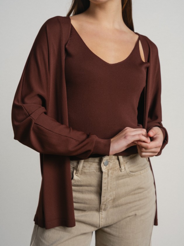 Long coat with a flowing v-neck