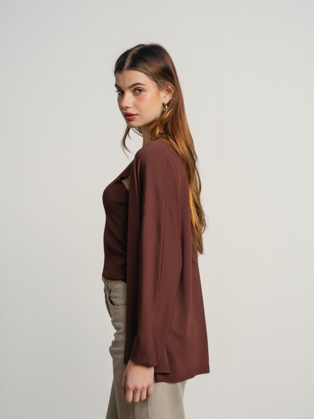 Long coat with a flowing v-neck