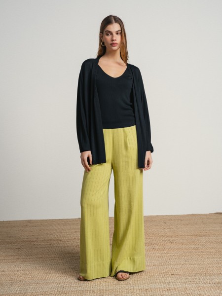 Long coat with a flowing v-neck