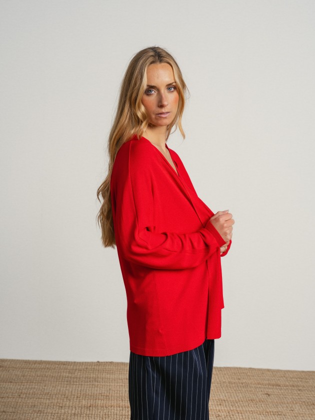 Long coat with a flowing v-neck
