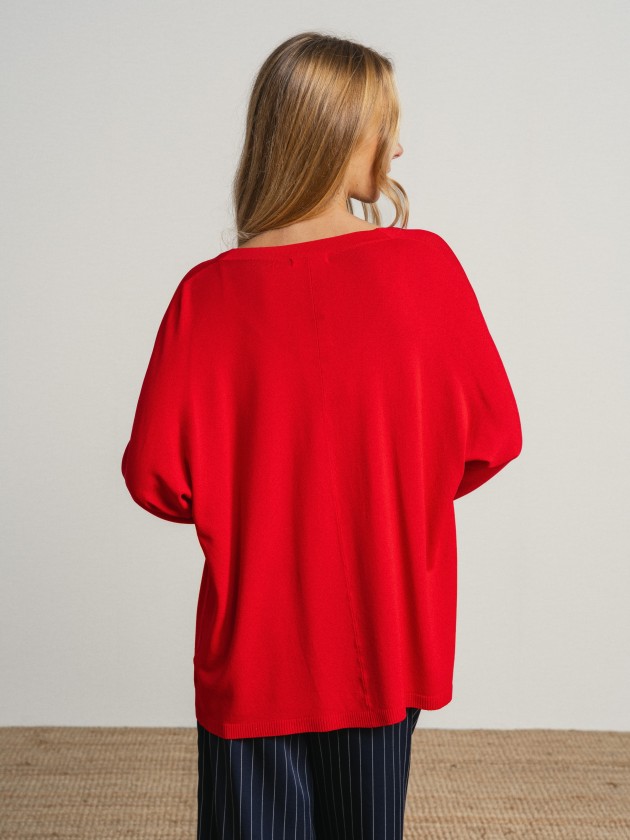 Long coat with a flowing v-neck