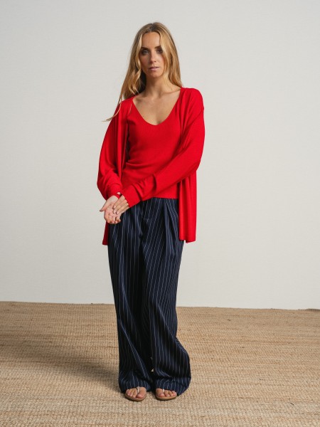 Long coat with a flowing v-neck