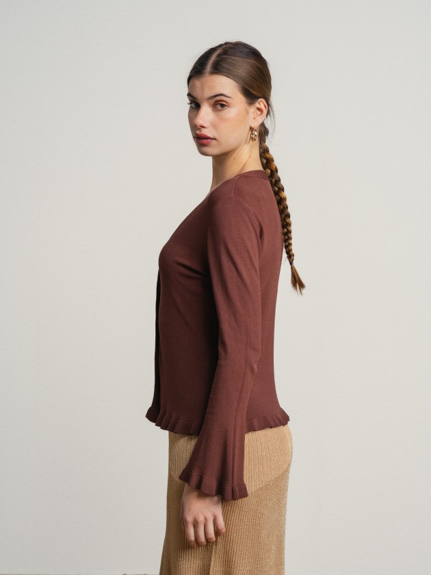V-neck jacket with ruffles V-neck jacket with ruffles