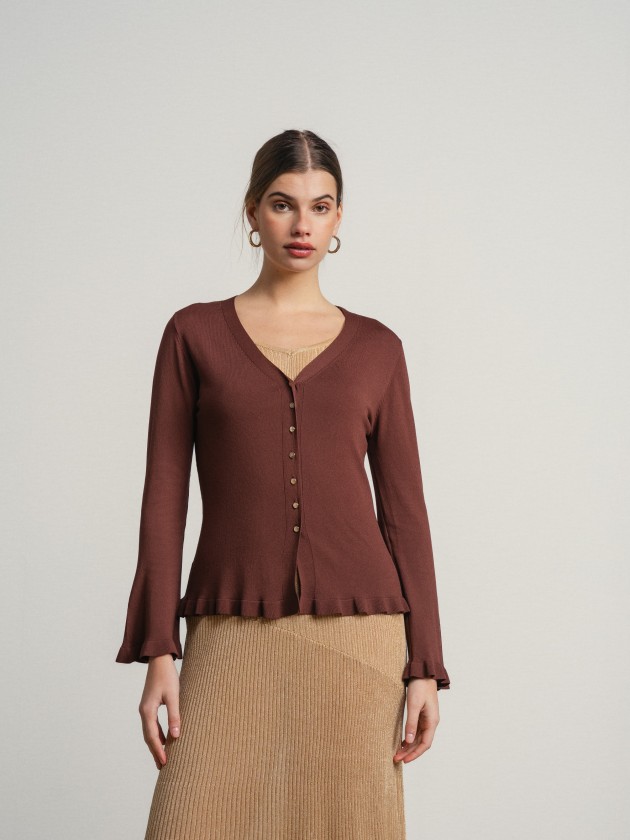 V-neck jacket with ruffles V-neck jacket with ruffles