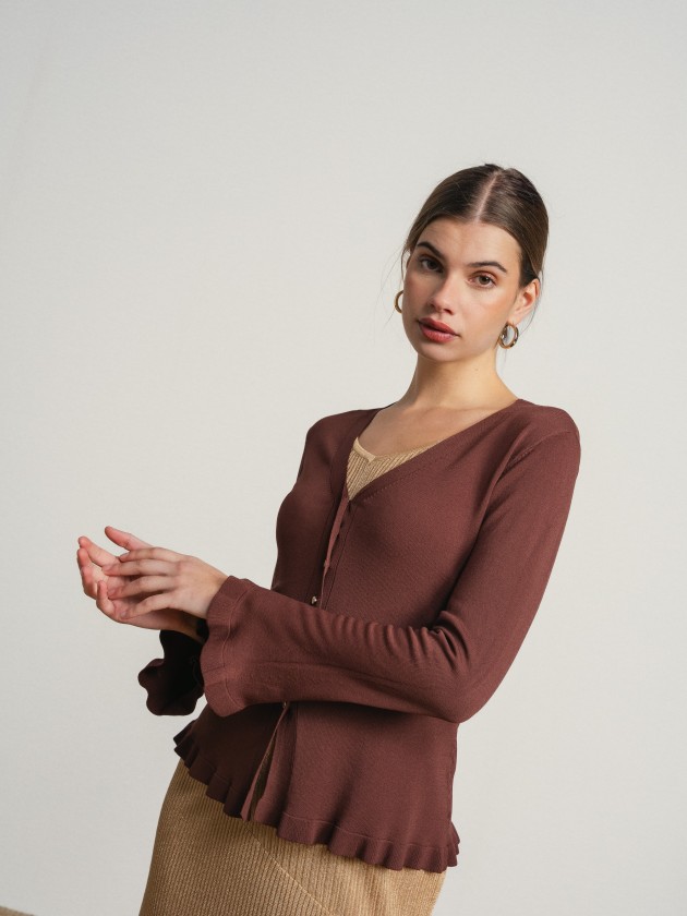 V-neck jacket with ruffles V-neck jacket with ruffles