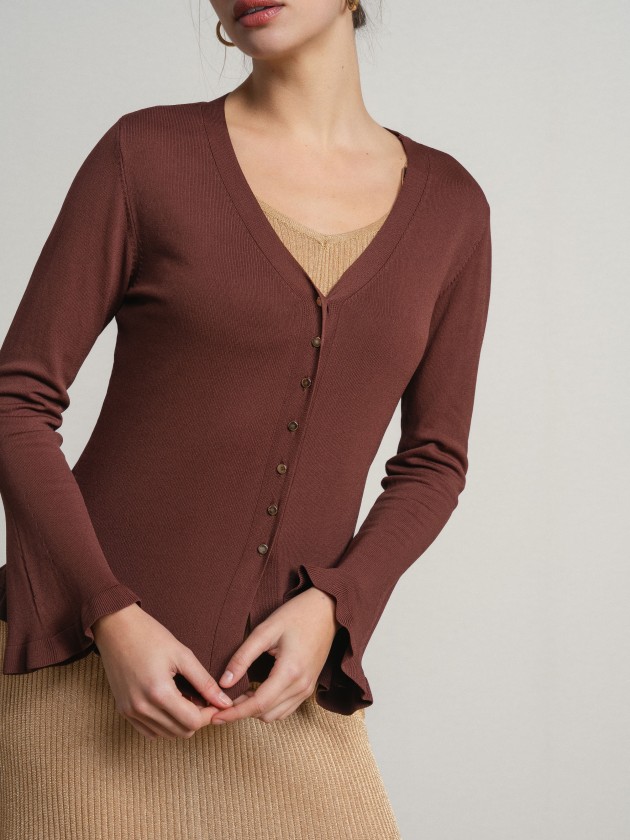 V-neck jacket with ruffles V-neck jacket with ruffles