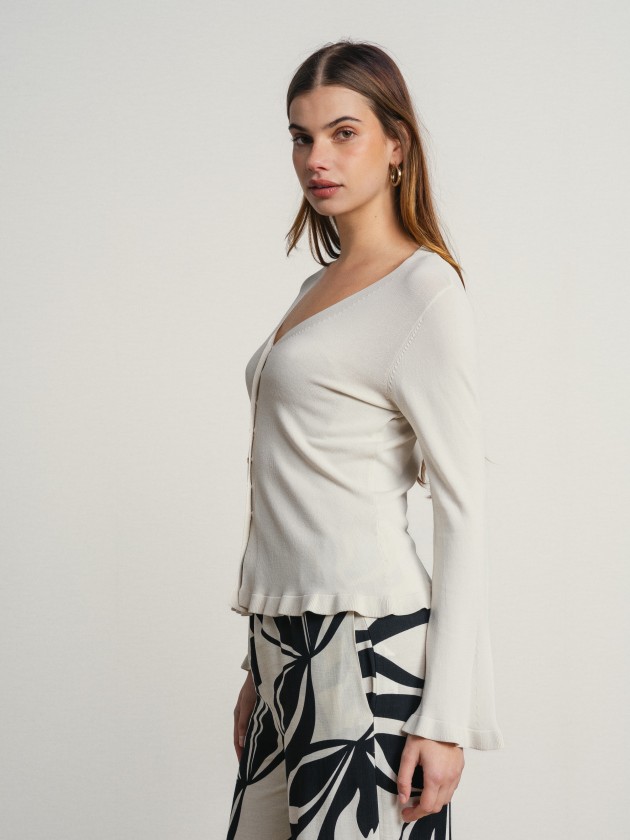 V-neck jacket with ruffles V-neck jacket with ruffles