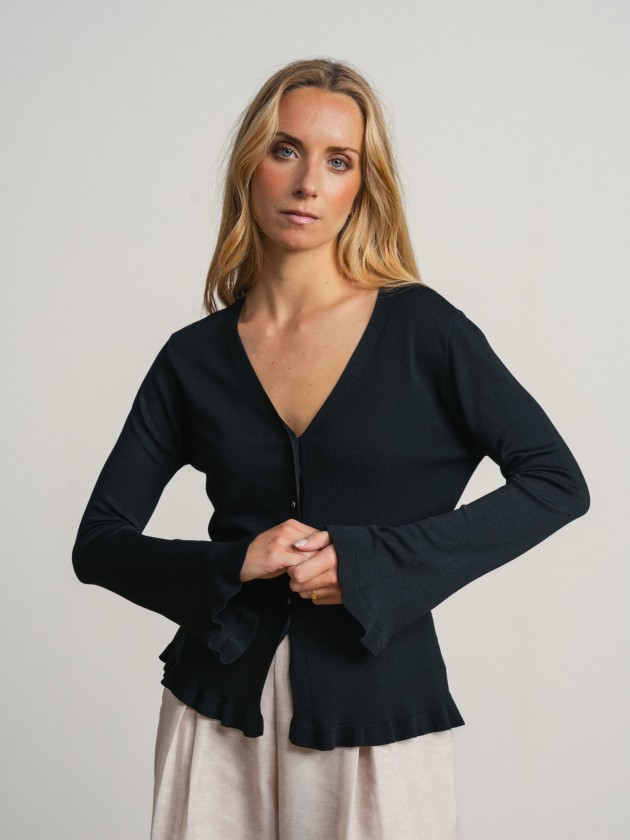 V-neck jacket with ruffles V-neck jacket with ruffles