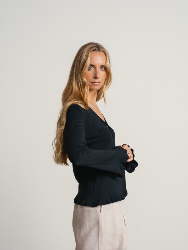 V-neck jacket with ruffles V-neck jacket with ruffles
