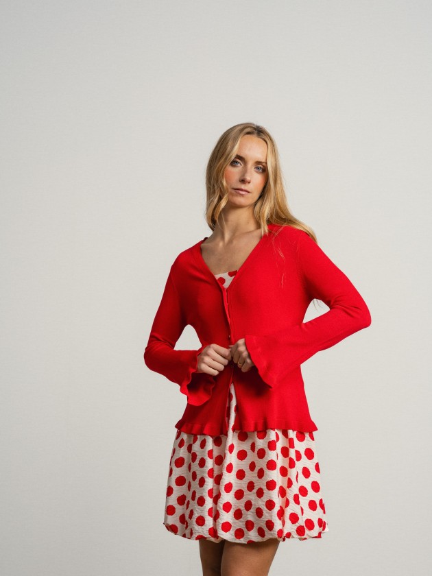V-neck jacket with ruffles