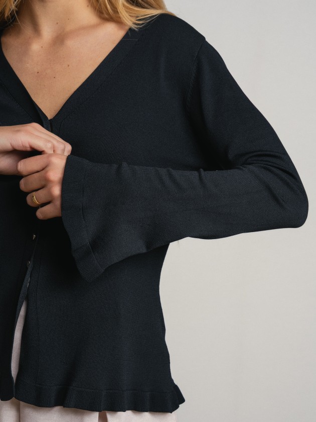 V-neck jacket with ruffles V-neck jacket with ruffles