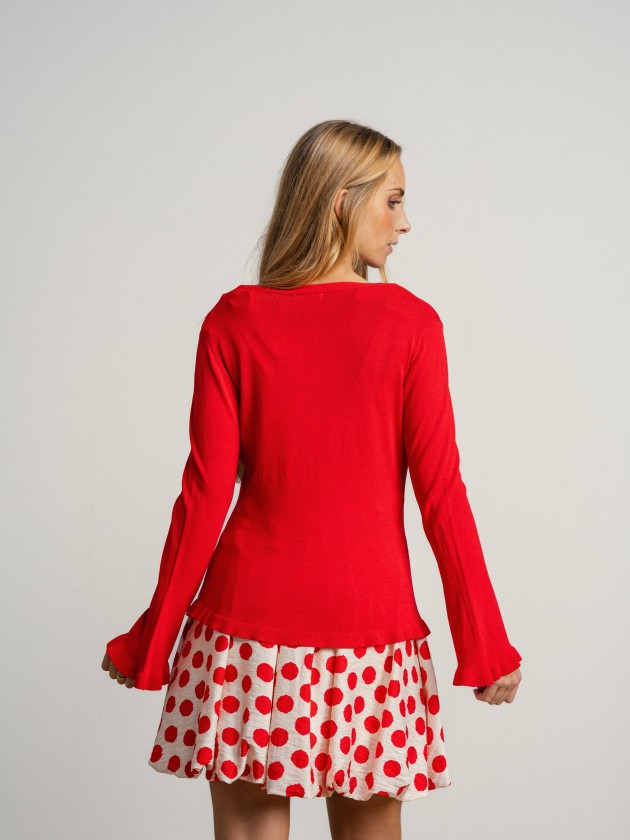 V-neck jacket with ruffles