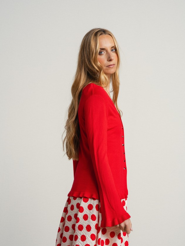 V-neck jacket with ruffles