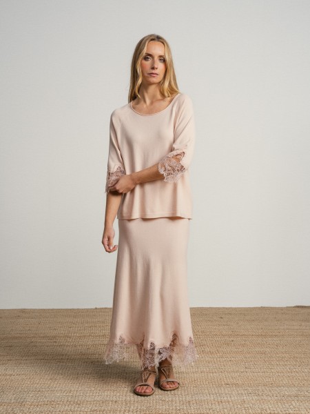 Blouse and skirt set with english embroidery.