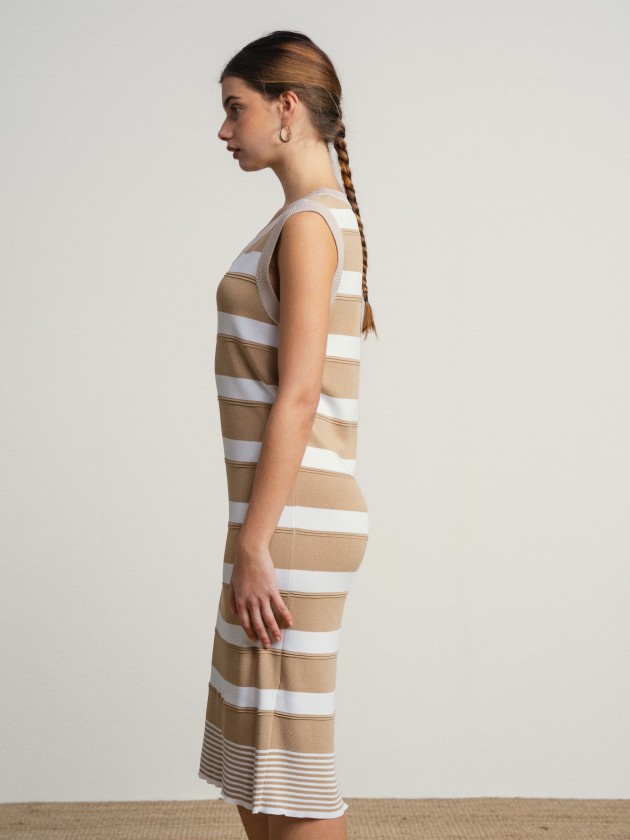 Long, asymmetrical striped sleeveless dress Long, asymmetrical striped sleeveless dress