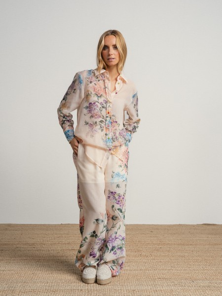 Wide-leg trousers with floral print