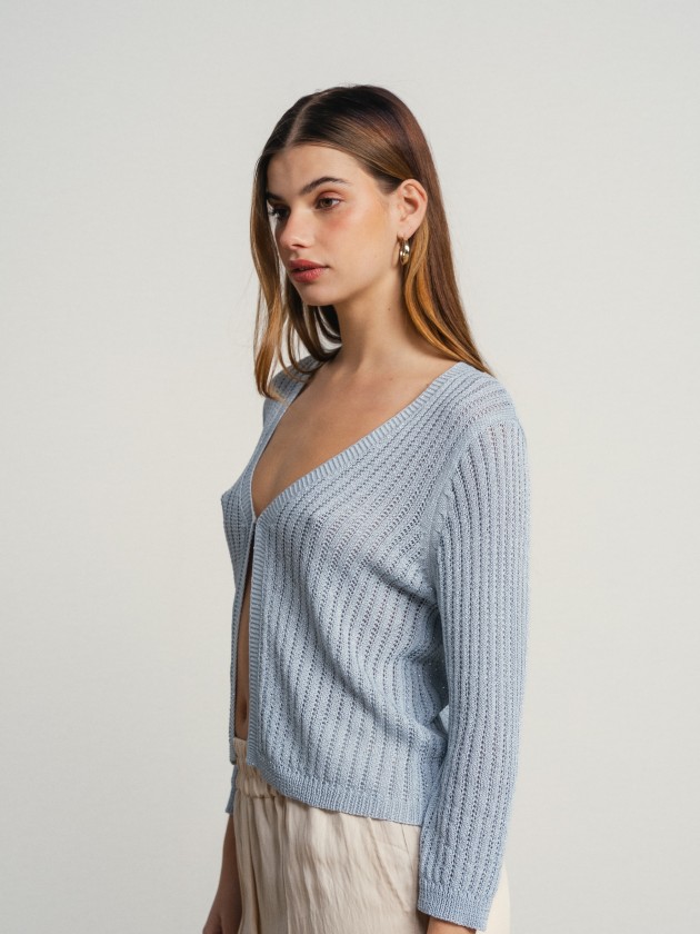 Knitted jacket with button Knitted jacket with button