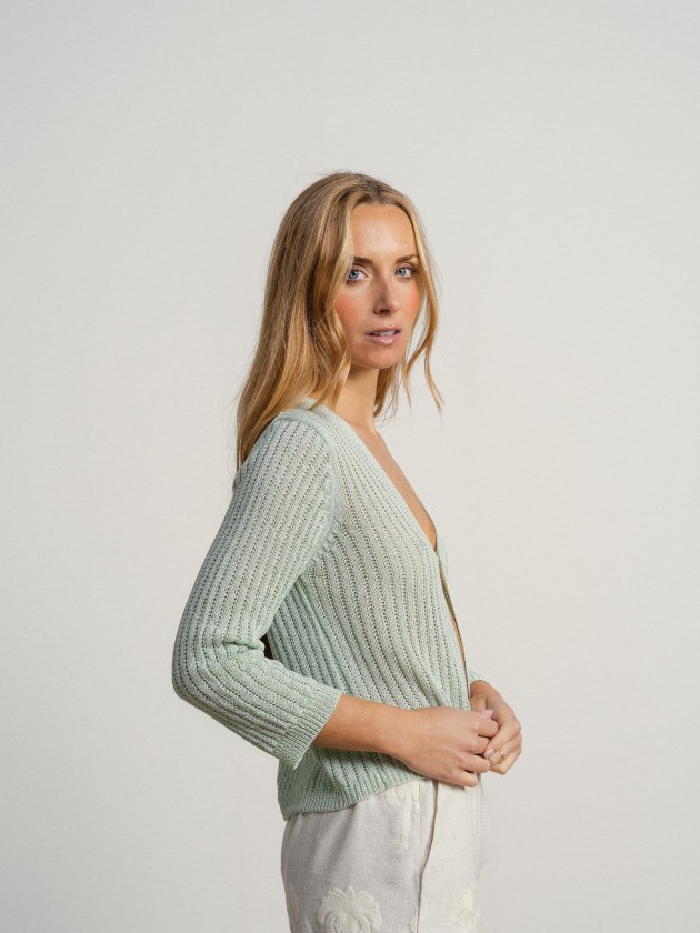 Knitted jacket with button Knitted jacket with button