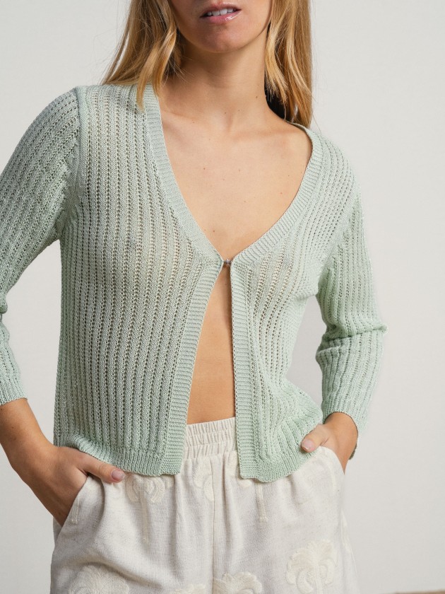 Knitted jacket with button Knitted jacket with button