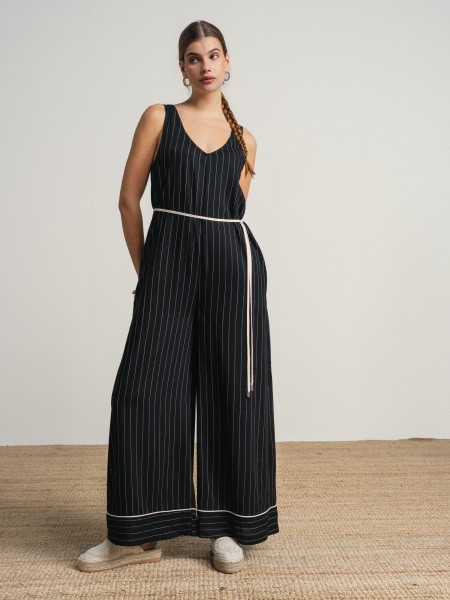 Striped long jumpsuit
