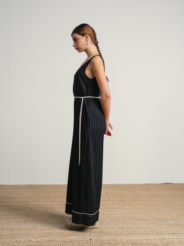 Striped long jumpsuit