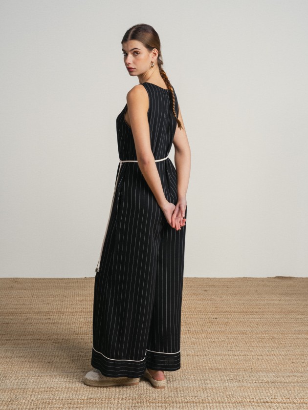 Striped long jumpsuit