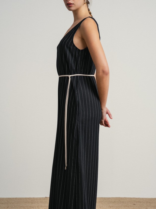 Striped long jumpsuit