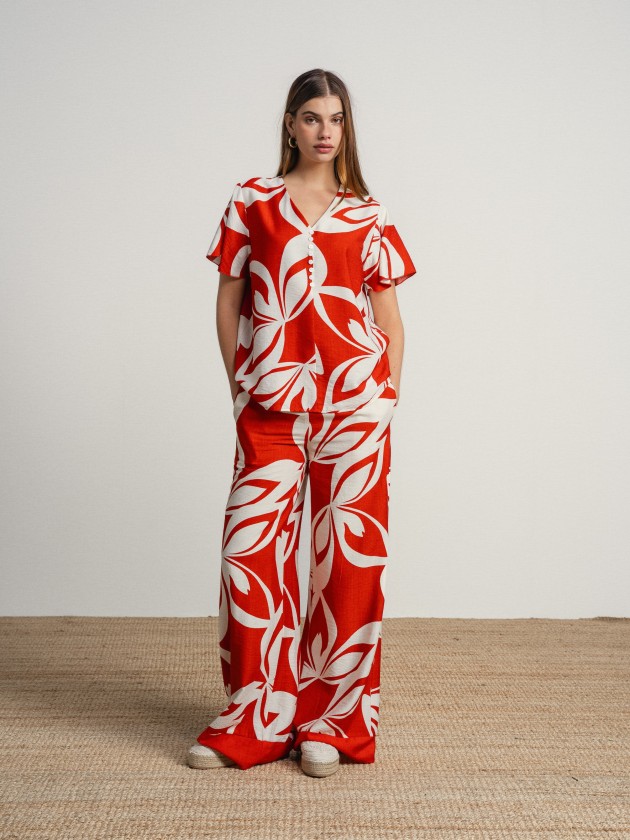 Wide-leg printed pants Wide-leg printed pants