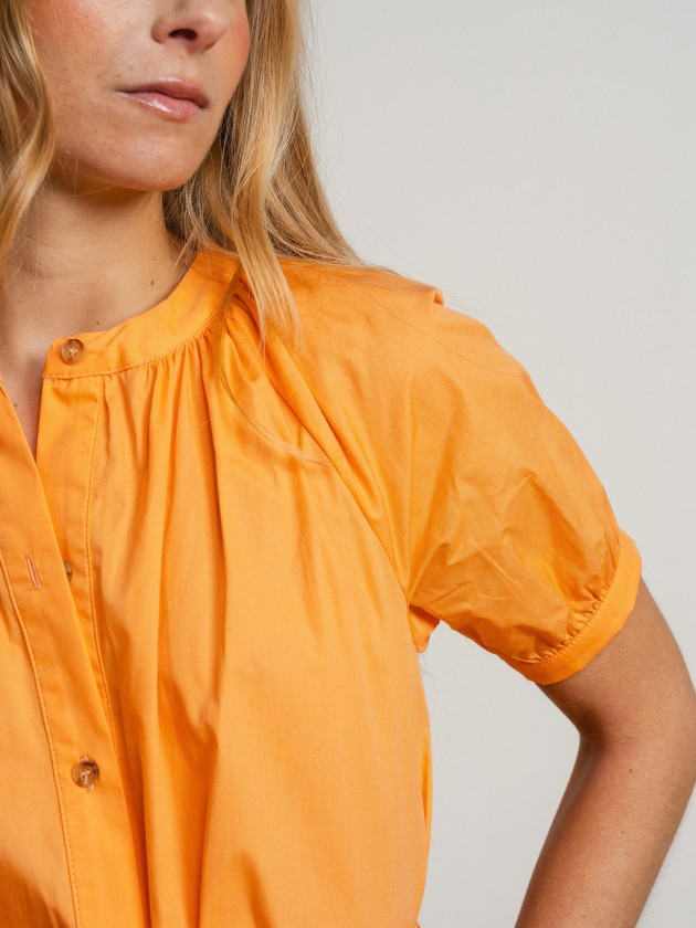 Straight cotton dress with belt Straight cotton dress with belt