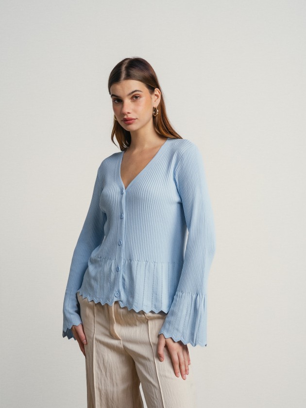 Knitted jacket with ruffles on the sleeves Knitted jacket with ruffles on the sleeves