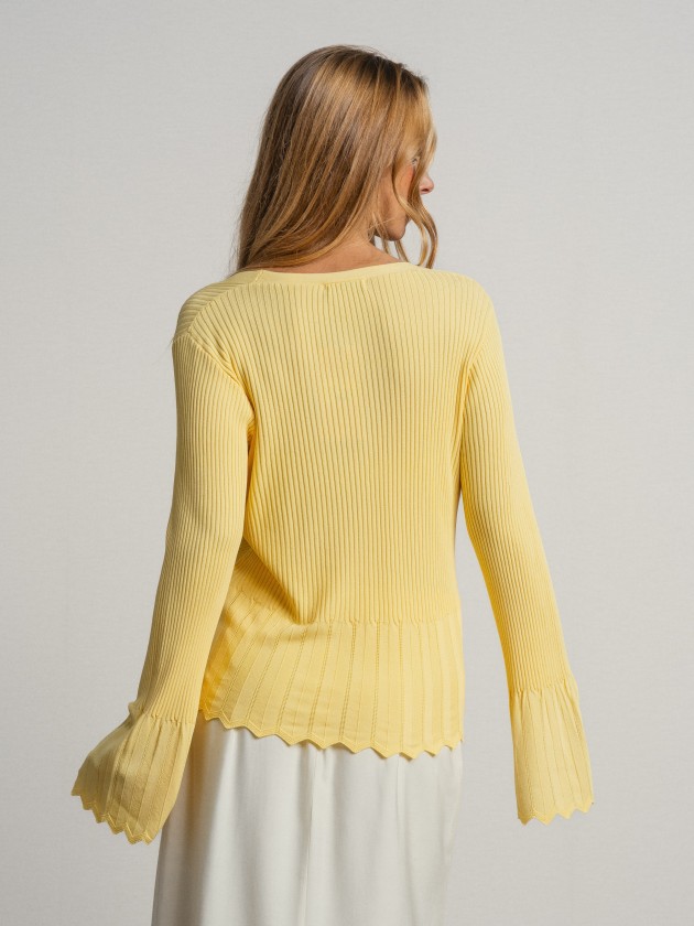 Knitted jacket with ruffles on the sleeves Knitted jacket with ruffles on the sleeves