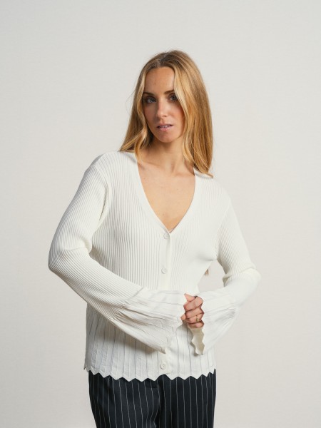 Knitted jacket with ruffles on the sleeves