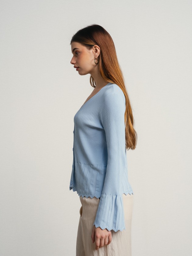 Knitted jacket with ruffles on the sleeves Knitted jacket with ruffles on the sleeves