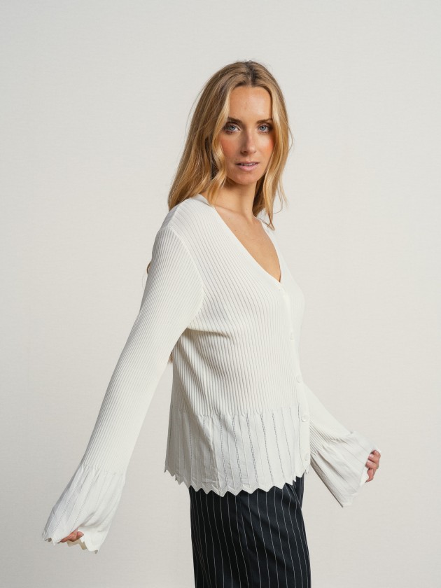 Knitted jacket with ruffles on the sleeves Knitted jacket with ruffles on the sleeves