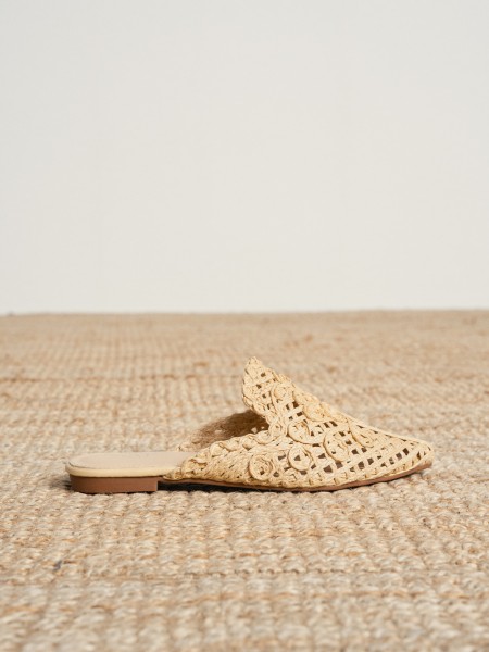 Raffia mule-style sandal
