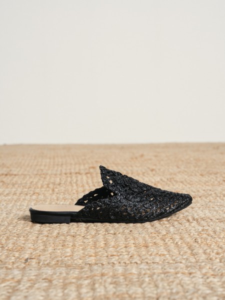 Raffia mule-style sandal