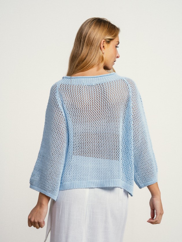Pull en maille de coton - 267404.AZULCLARO - SMF
