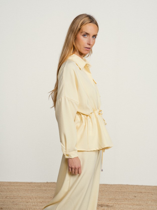 Pants and shirt set with elastic waistband