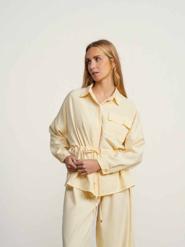 Pants and shirt set with elastic waistband