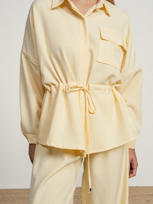 Pants and shirt set with elastic waistband