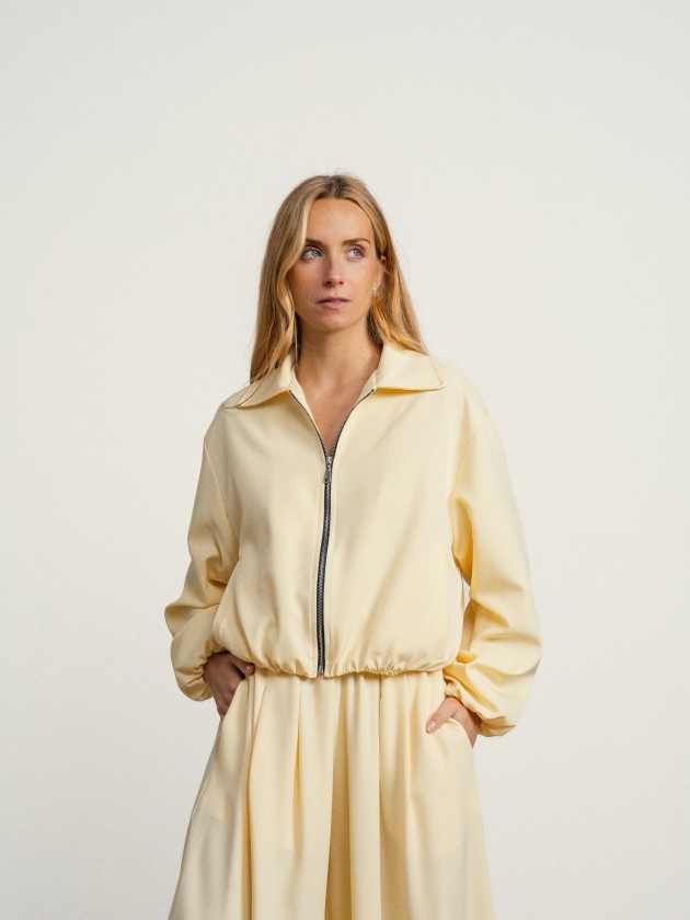 Bomber jacket and wide-leg pants set