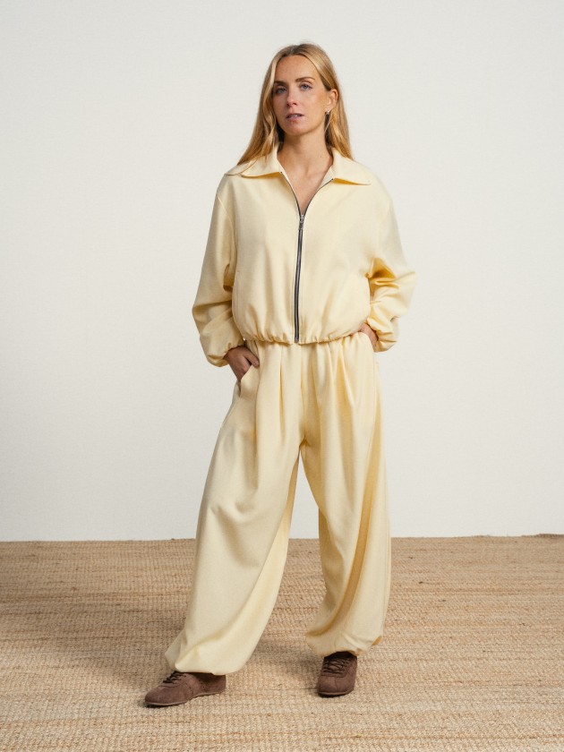 Bomber jacket and wide-leg pants set