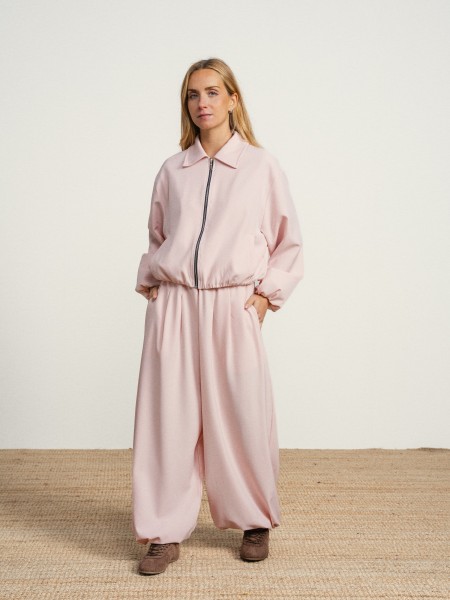 Bomber jacket and wide-leg pants set