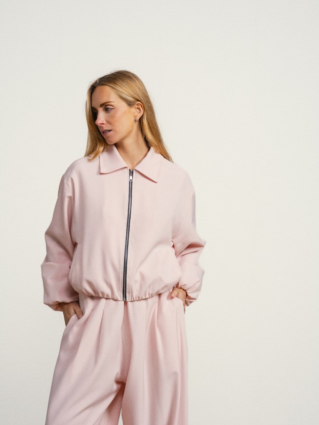 Bomber jacket and wide-leg pants set